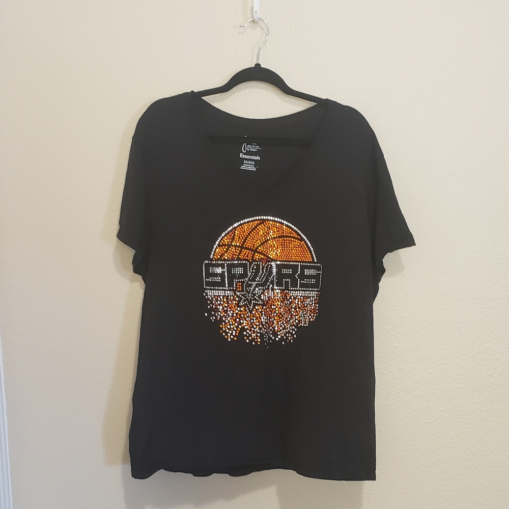 San Antonio Spurs blackTop with rhinestones